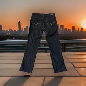 Levi's Black Mid Rise Skinny Jeans Size 14M Embroidered Pocket stretch